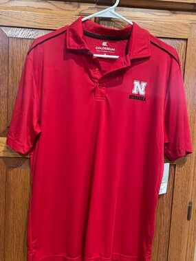 Colosseum Men’s Red Nebraska Polo with Black Trim